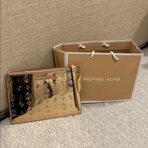 BRAND NEW! Michael Kors metallic Embossed Clutch